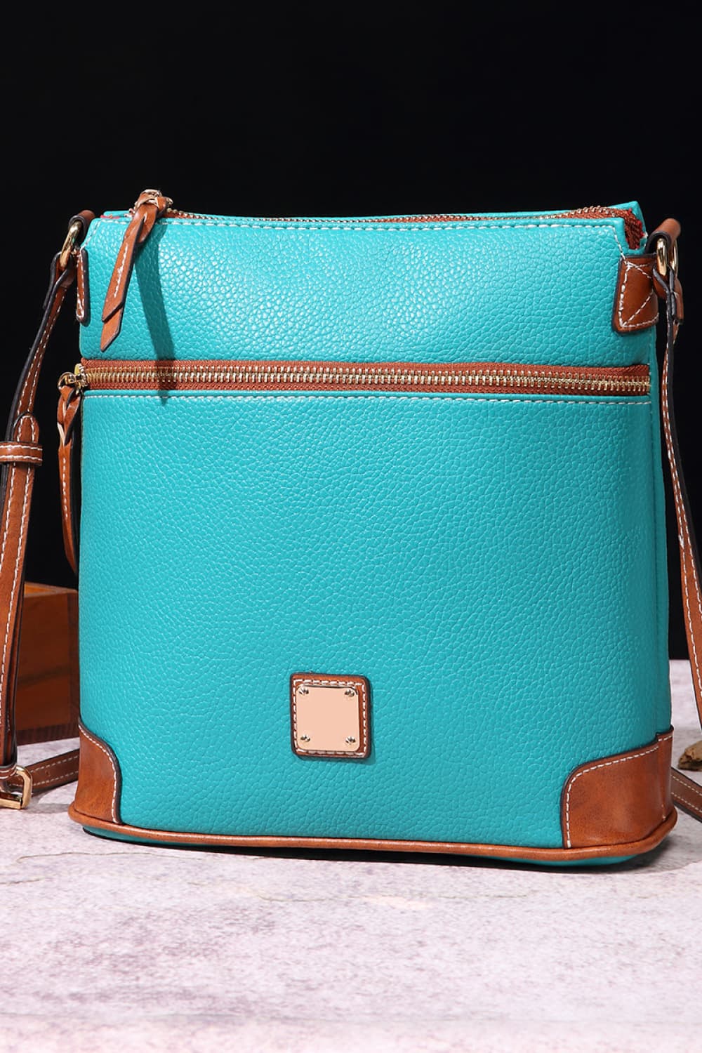 PU Leather Crossbody Bag With Zippers