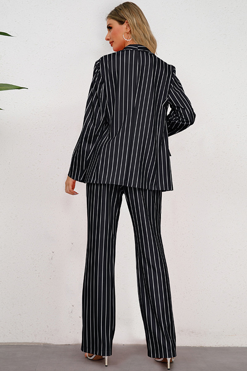 Striped Long Sleeve Blazer And Pants Set