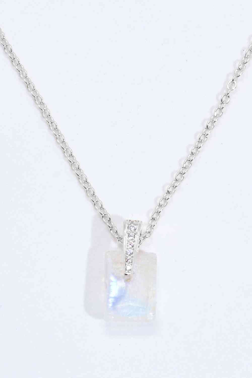 925 Sterling Silver Natural Moonstone Pendant Necklace