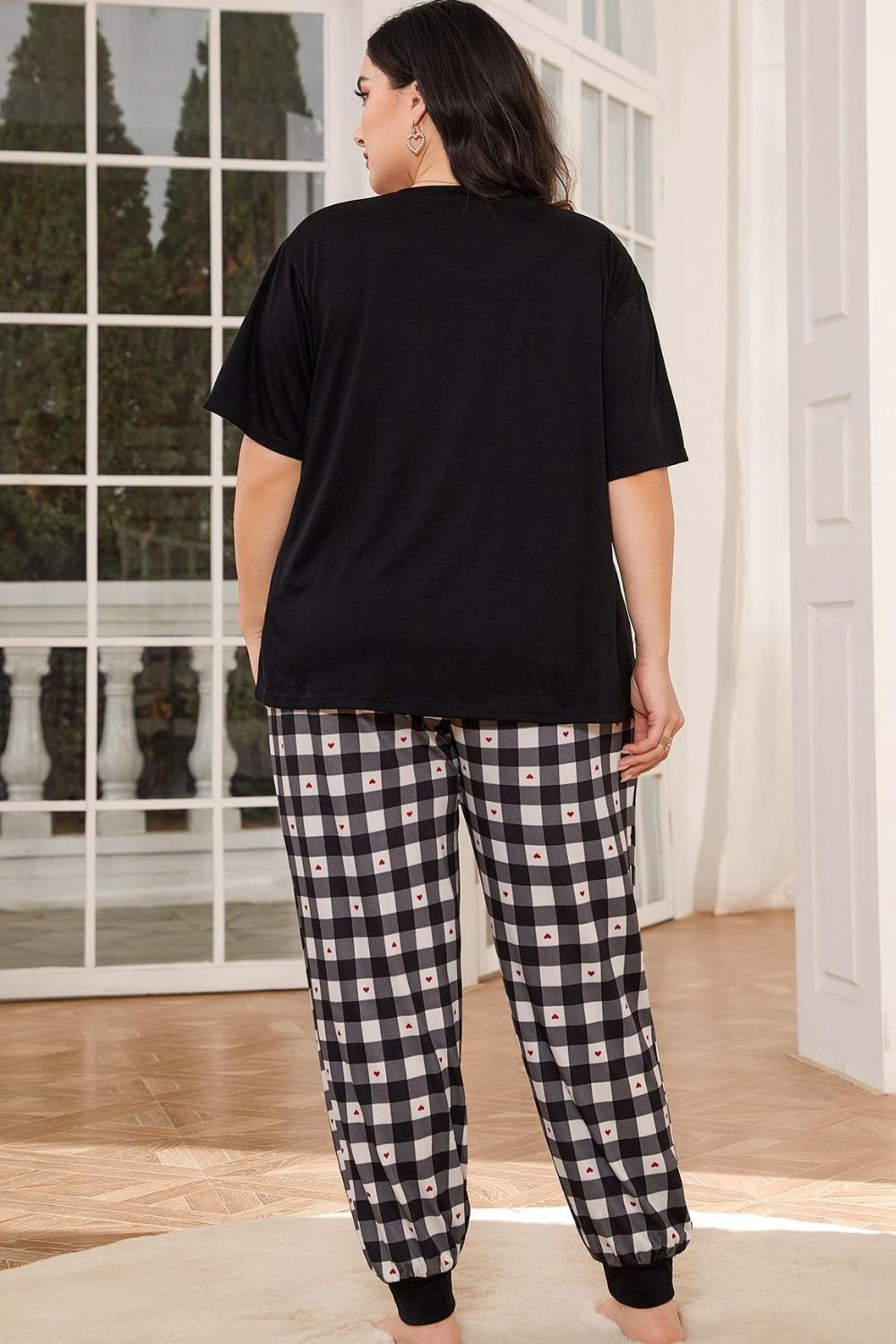 Plus Size Short Sleeve Two-Piece Pajama Set
