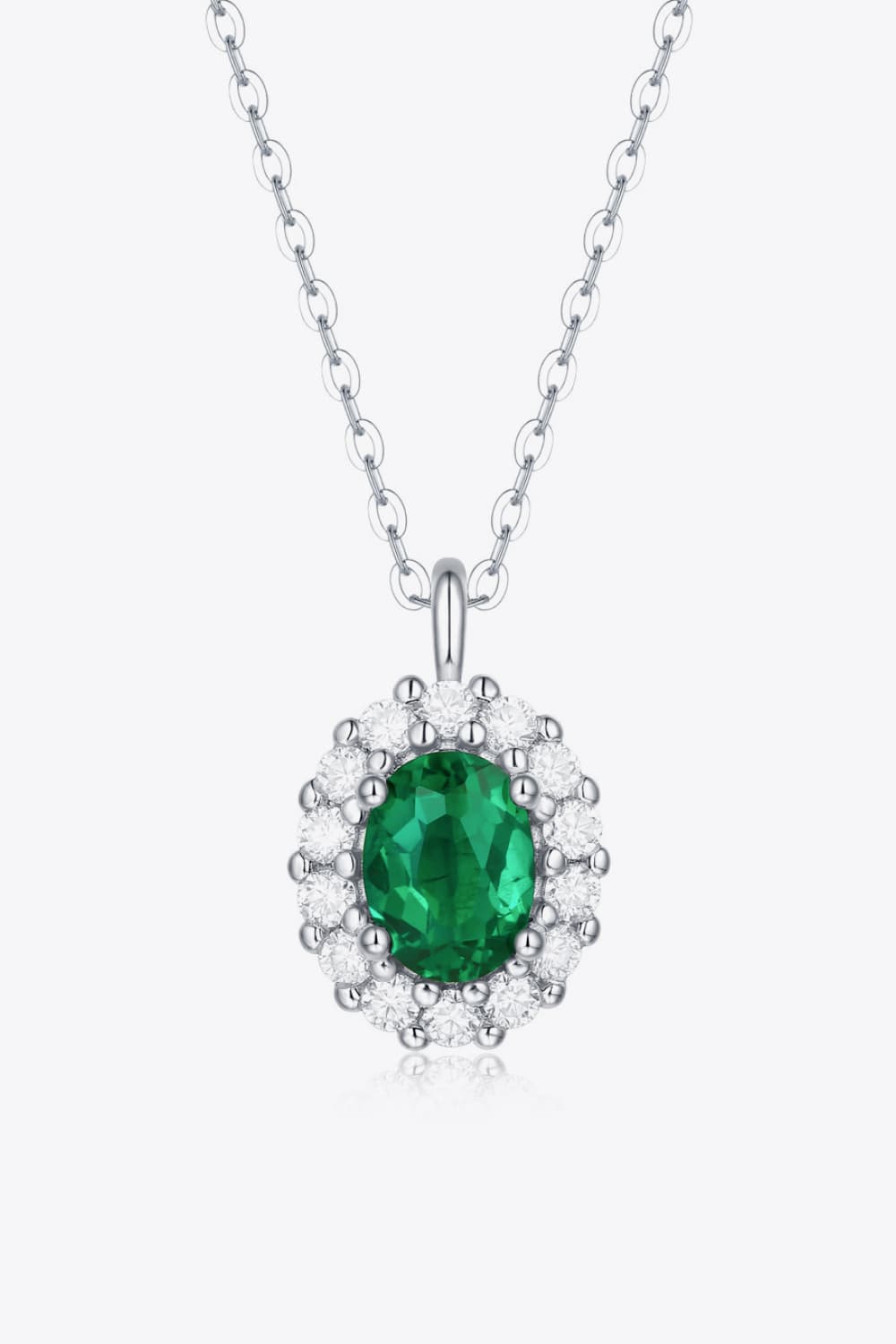 1.5 Carat Lab-Grown Emerald Oval shaped Necklace