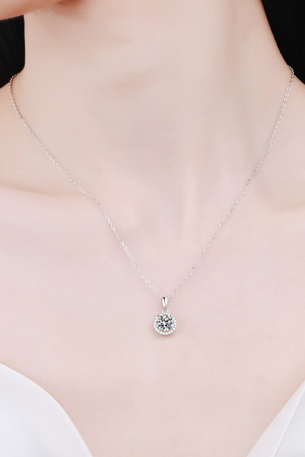 Chance to Charm 1 Carat Moissanite Round Pendant Necklace