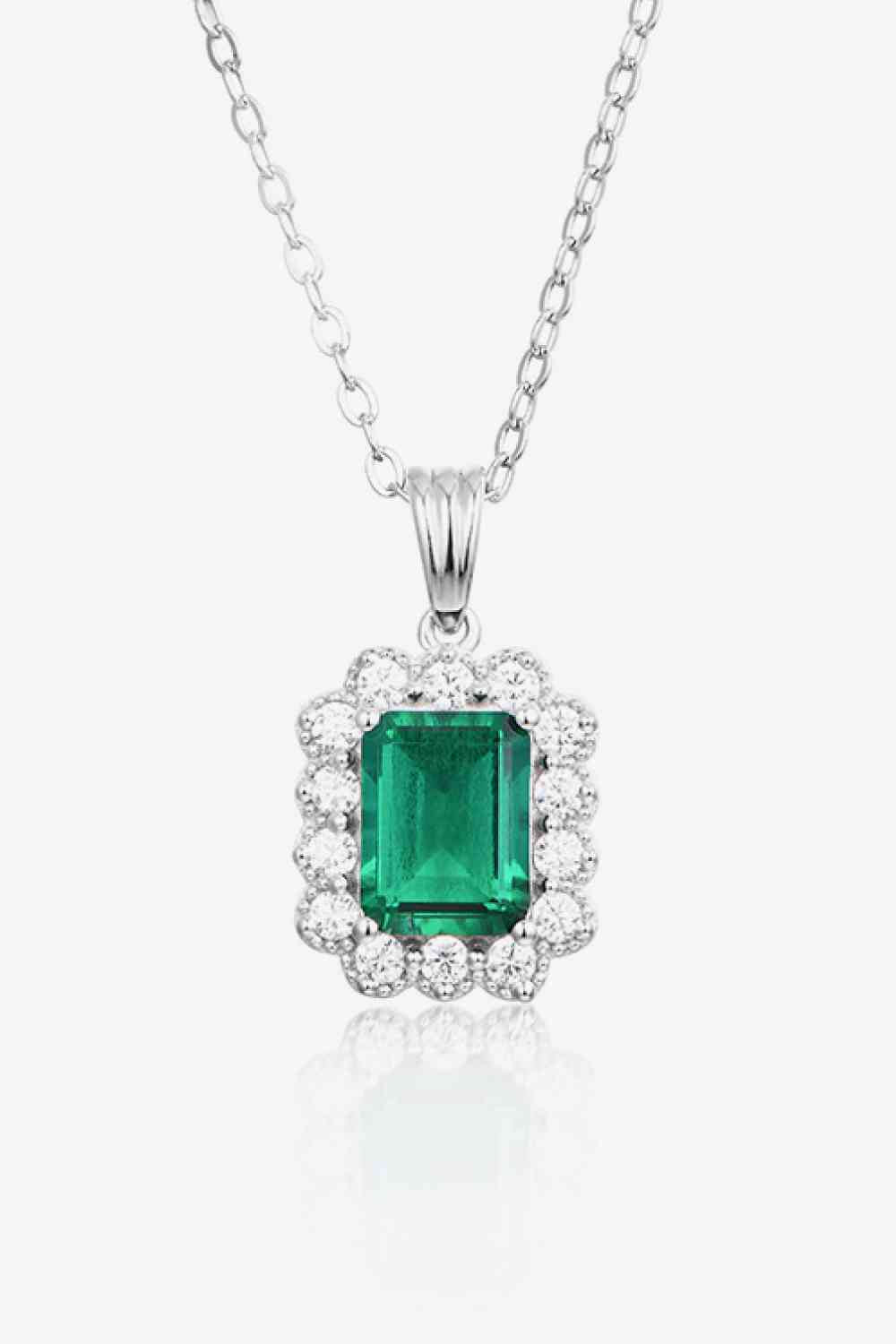 1.5 Carat Lab-Grown Emerald Pendant Necklace