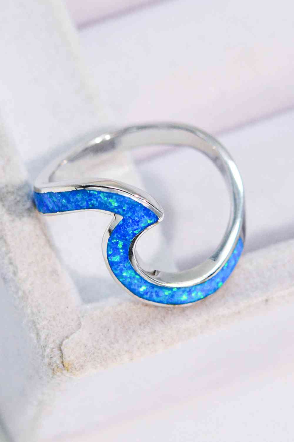 Opal Wave Design 925 Sterling Silver Ring