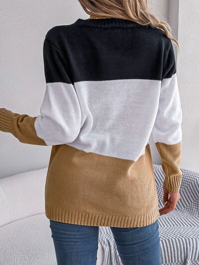Cable-Knit Three Color Button Up Cardigan