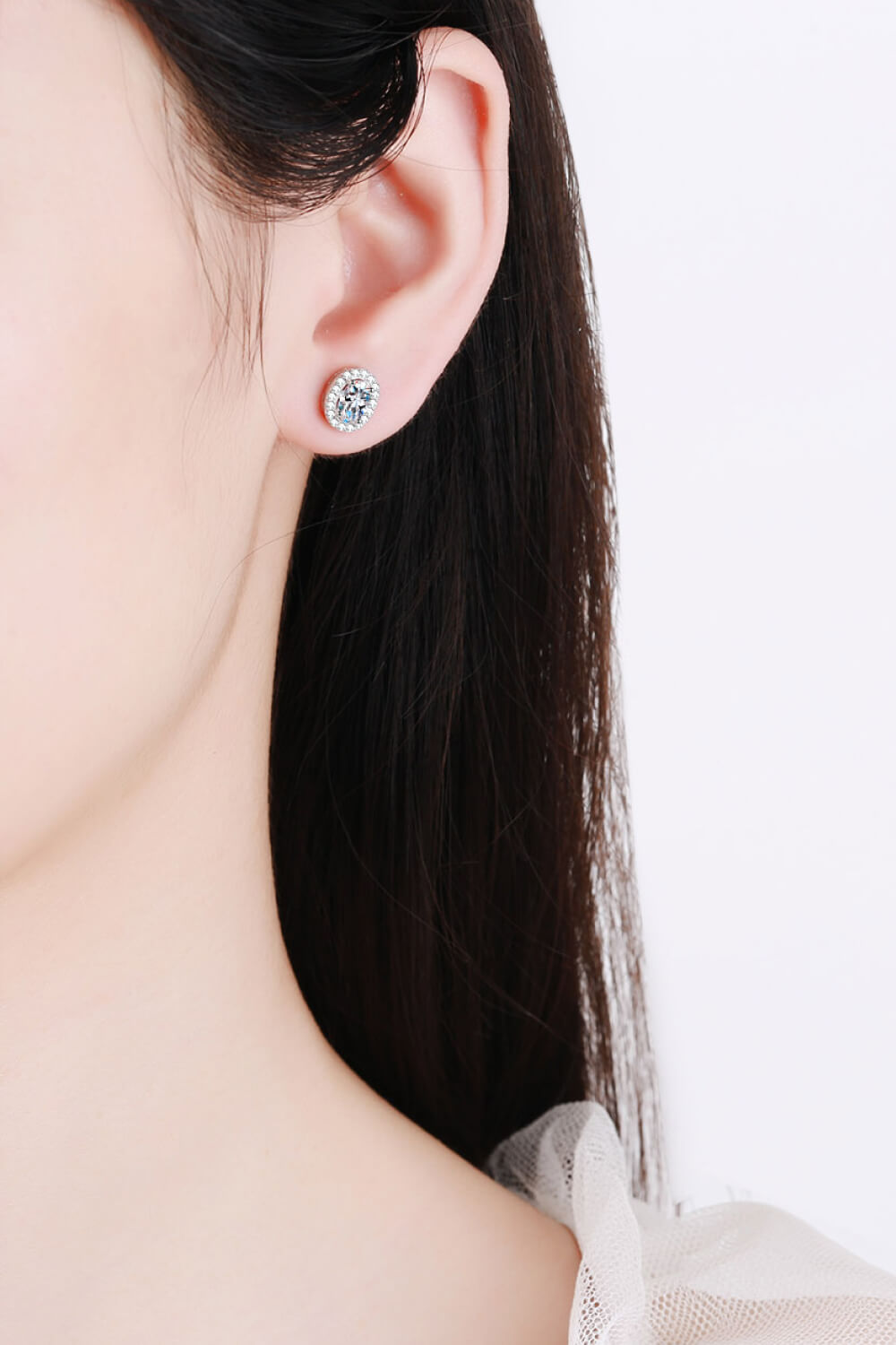 Halo Design Moissanite Stud Earrings