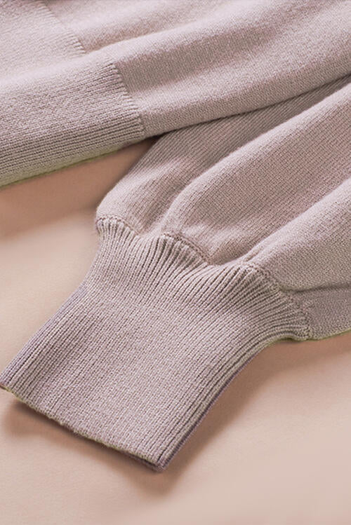 V-Neck Long Sleeve Sweater Colorblock Design