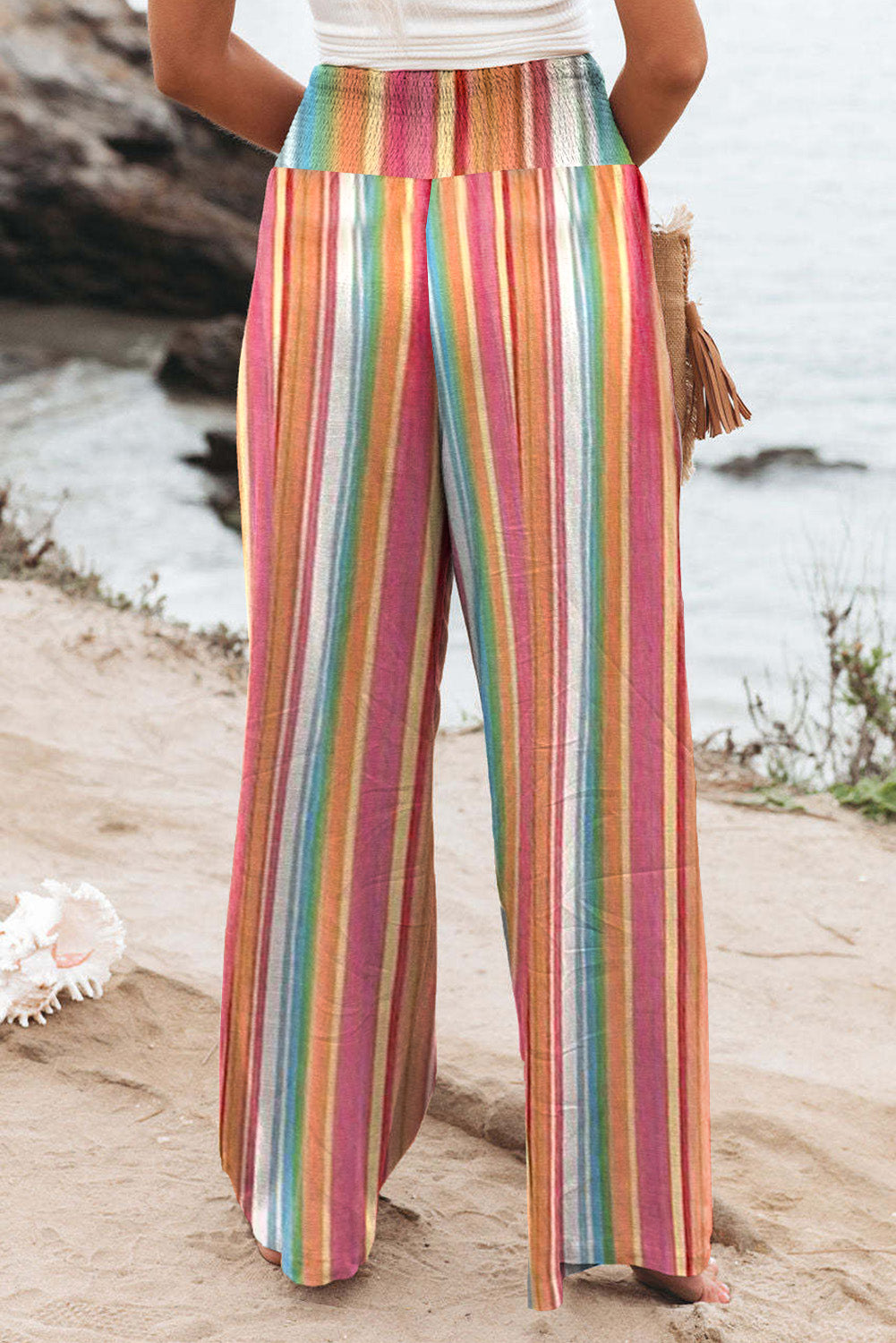 Striped Smocked Waist Pants