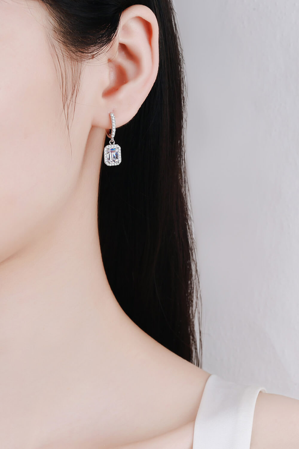2 Carats Moissanite Rhodium-Plated Drop Earrings